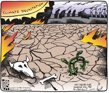 Editorial Cartoon U.S. Climate devastation green new deal