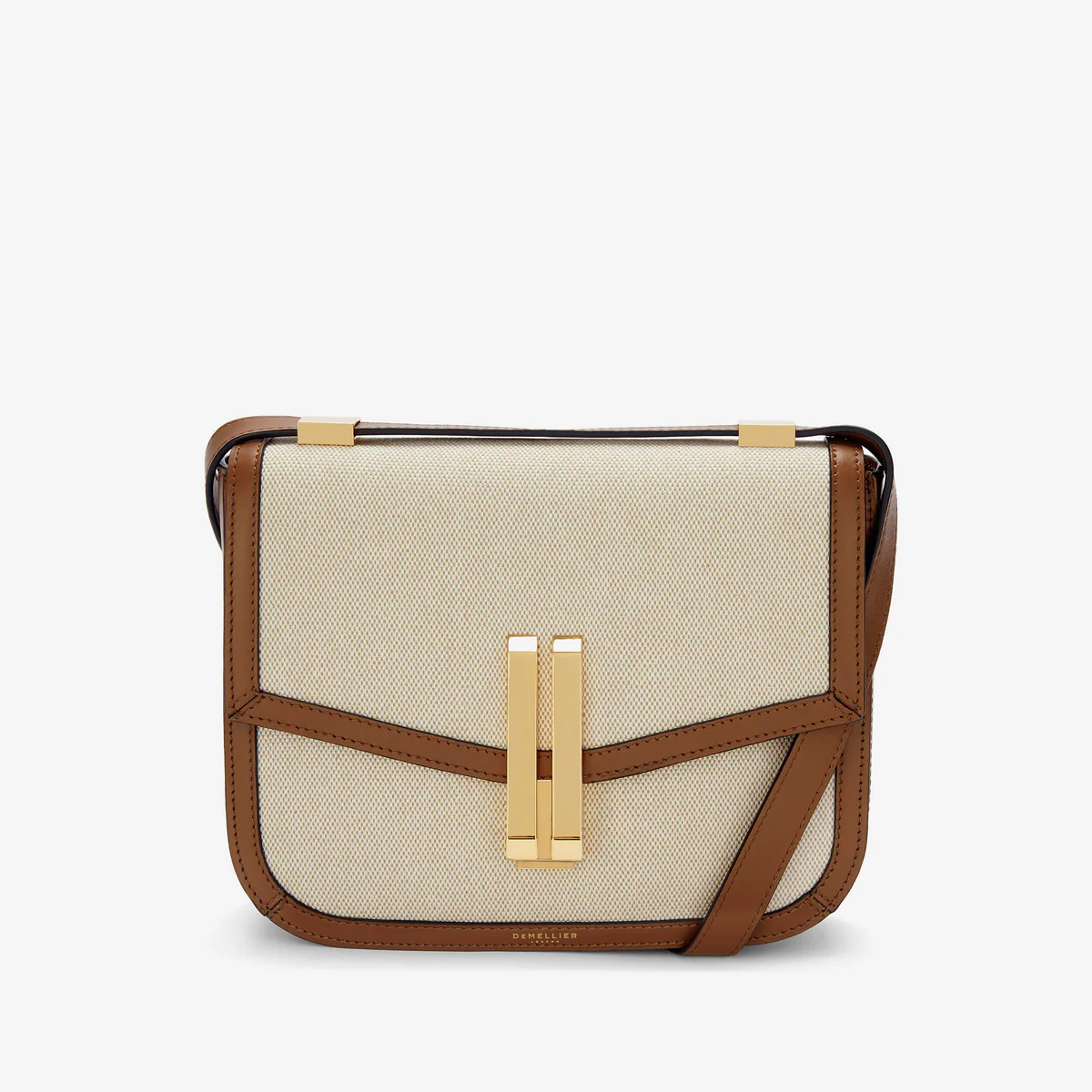 DeMellier, The Vancouver Bag in Salt & Pepper Canvas and Tan Smooth Leather