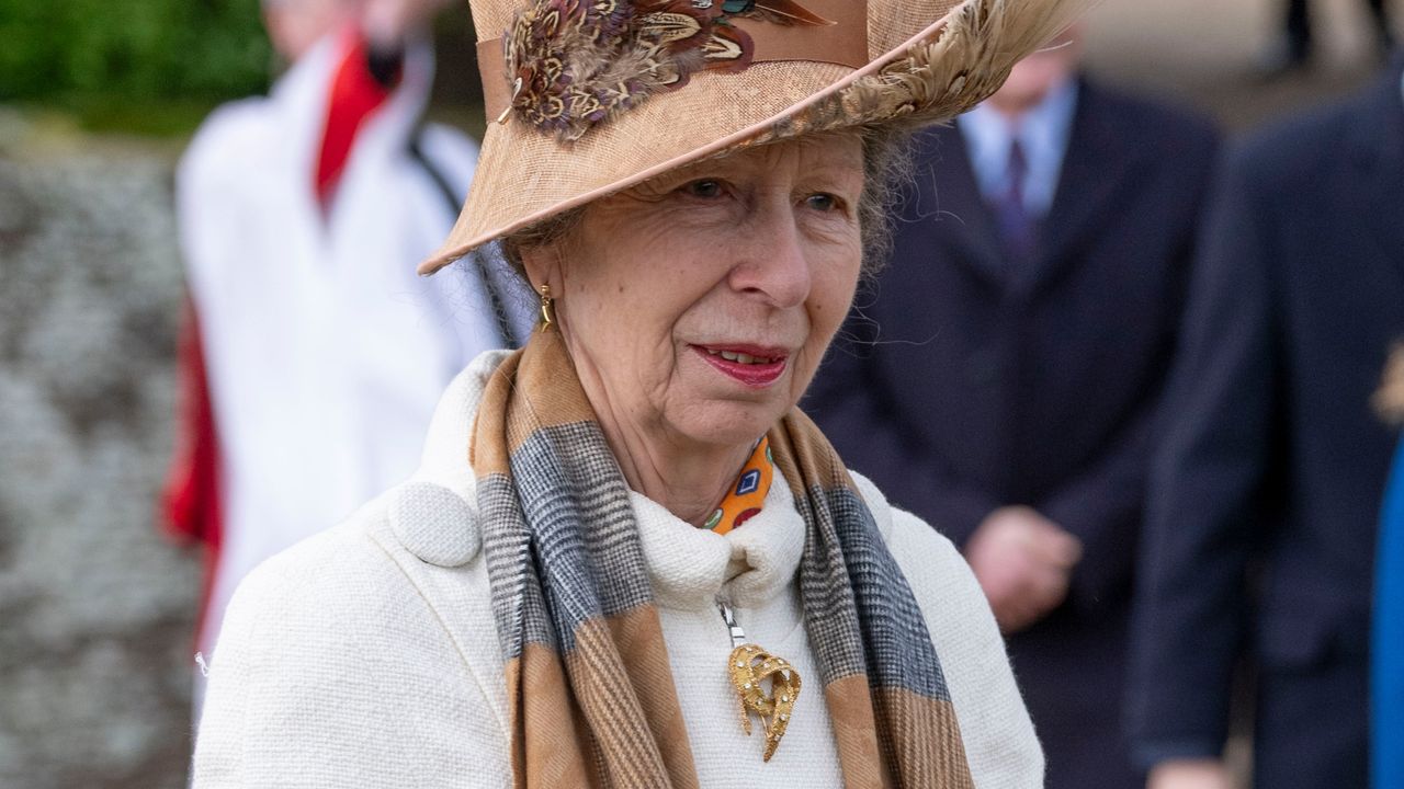 Princess Anne, Princess Royal attends the Christmas Day service at St Mary Magdalene Church on December 25, 2023