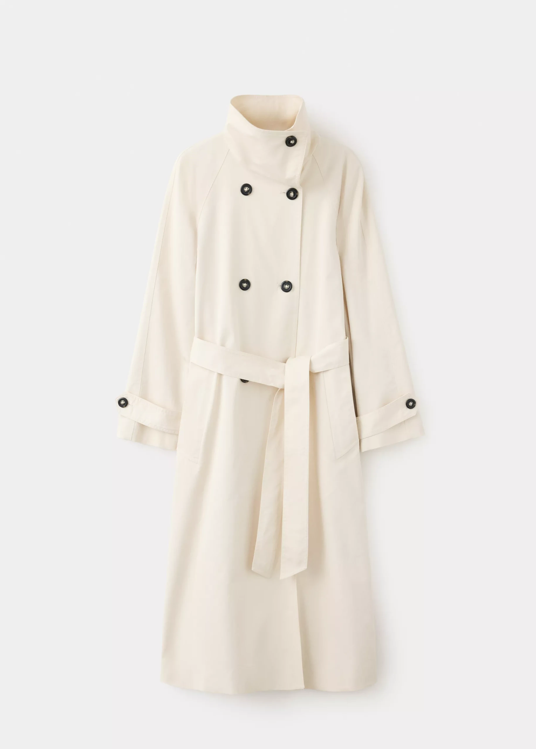 Long Funnel Neck Belted Trench Coat - Women | Mango Usa