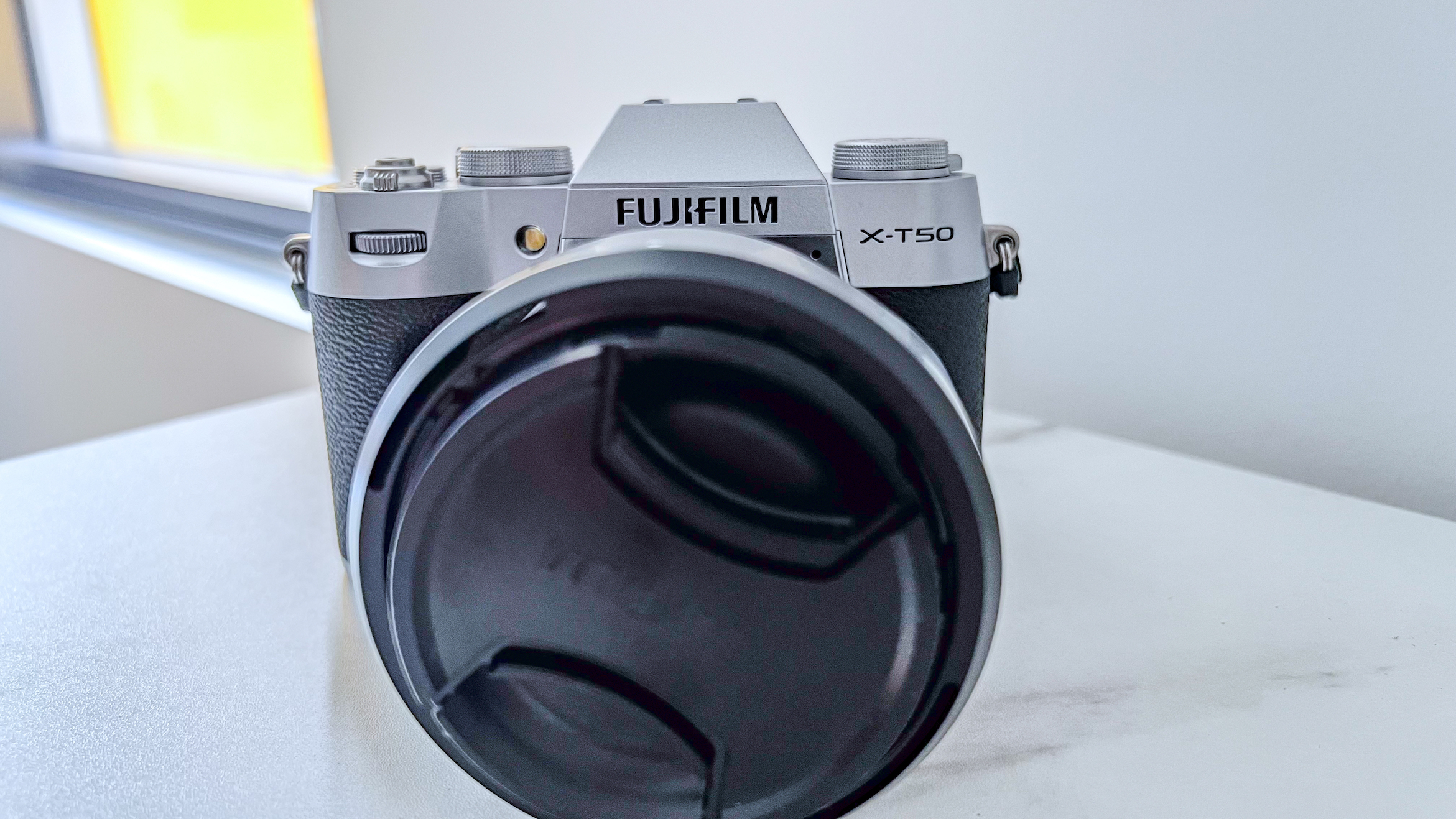 Branding on the top of the Fujifilm X-T50 body