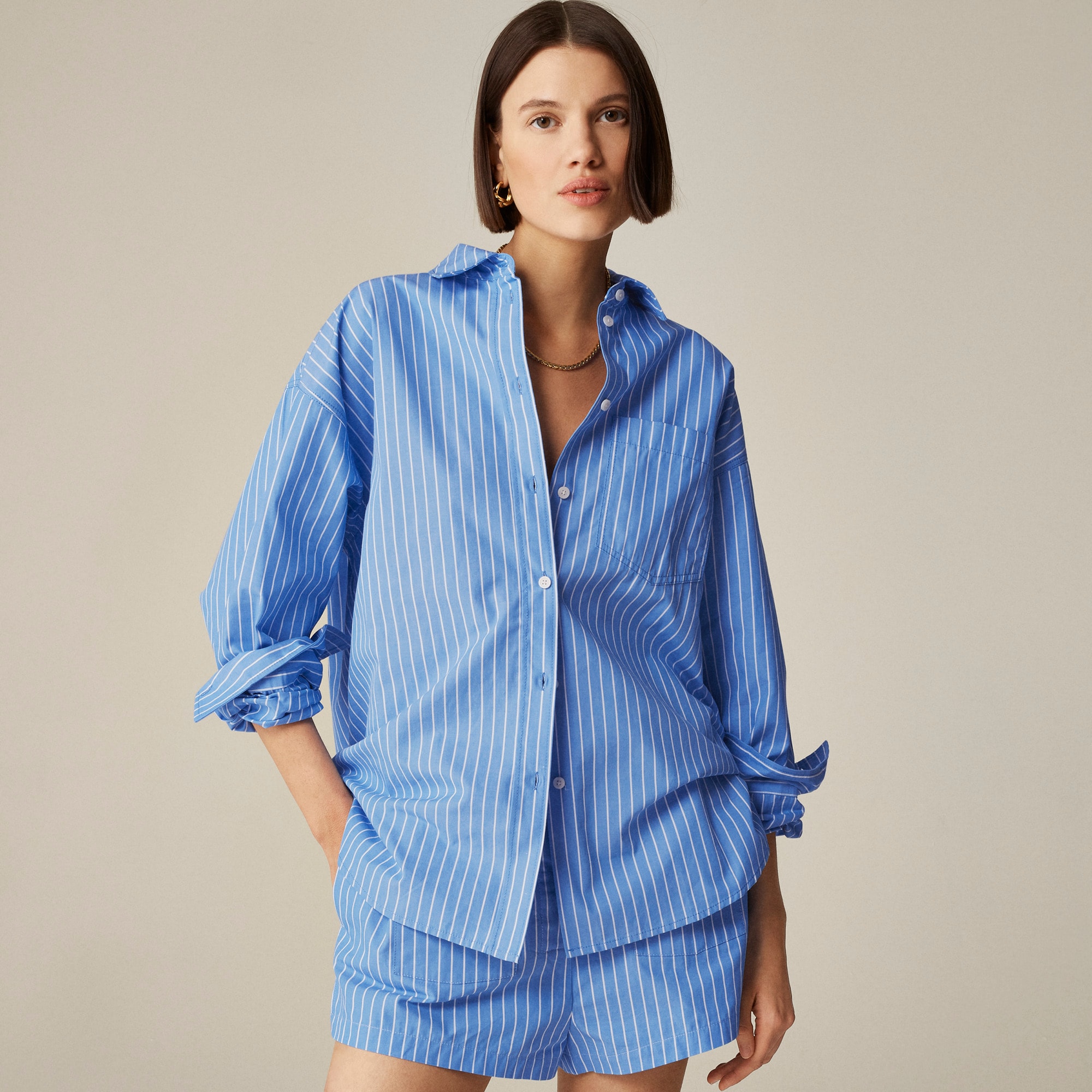 J.Crew, Étienne Oversized Shirt in Striped Cotton Poplin