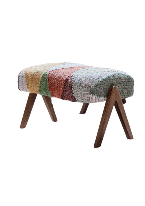 Scoop Footstool in multicolored Rug