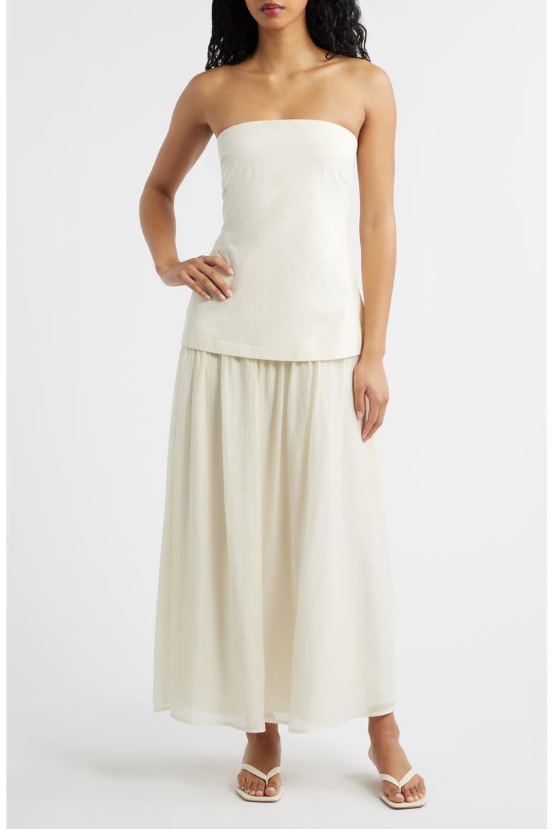 Strapless Mixed Media Maxi Dress