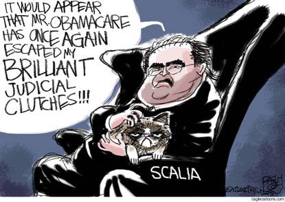 Political cartoon U.S. Scalia ObamaCare