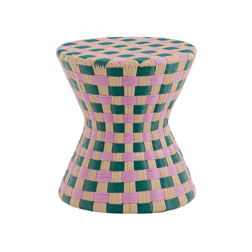 LA REDOUTE INTERIEURS, Metal Sofa Side Table Bianca Steel Woven Resin