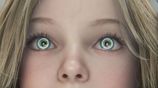 Diana's eyes glow with digital energy in Pragmata