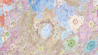 A detail of a geological map of the moon released by Chinese scientists in 2022. An even more detailed moon 'atlas' is now available, revealing more than 12,000 lunar structures. 