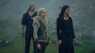 Geralt, Ciri and Yennefer (L-R) in The Witcher season 3
