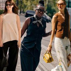 women wearing linen pants outfits