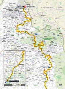 The official map of the 2015 Paris-Roubaix