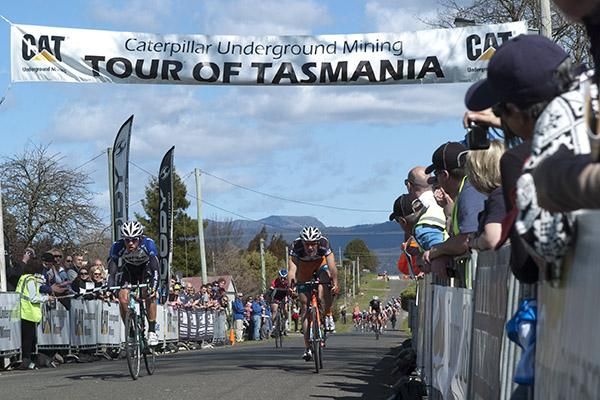 Alex Carver (Jayco/Skins) finished third ahead of Ben Grenda (Genesys Wealth Advisers) with the peloton well back in the distance.