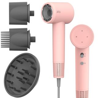 Aina Hair Dryer, Blow Dryer With Diffuser Brush Comb for Women - Bldc Hair Dryer - Brushless Motor, 110,000 Rpm Lightweight, Ionic Travel, 3 Magnetic Attachments 110v/alci(pink)