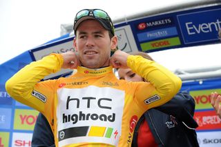 Mark Cavendish on podium, Tour of Britain 2011, stage one