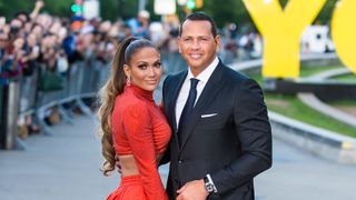 new york, ny june 03 actress jennifer lopez and alex rodriguez are seen arriving to the 2019 cfda fashion awards on june 3, 2019 in new york city photo by gilbert carrasquillogc images
