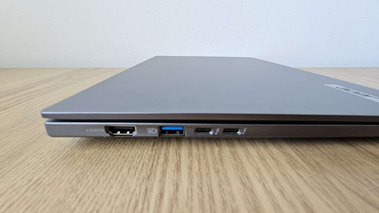 The Acer TravelMate X14 AI on a desk