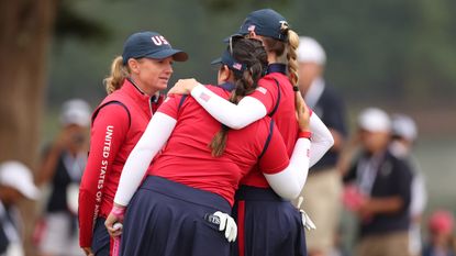 Stacy Lewis and two US team members on day one of the 2024 Solheim Cup