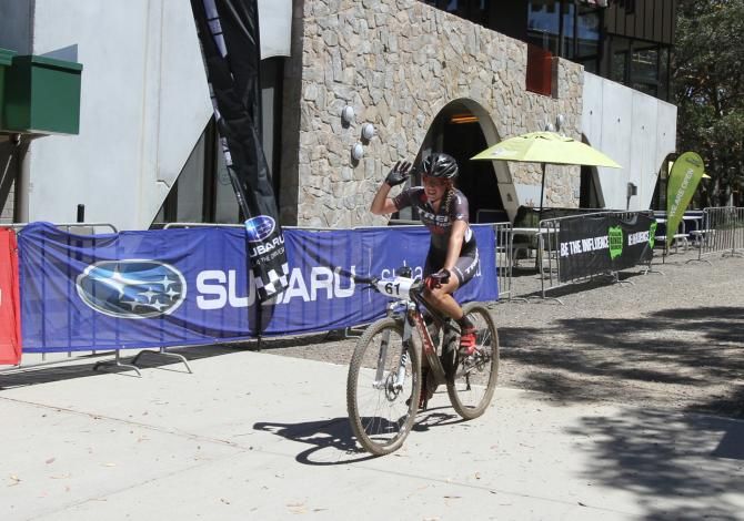Bec Henderson wins the elite women's cross country race at Mt. Buller