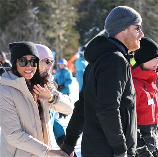 : Prince Harry, Duke of Sussex and Meghan, Duchess of Sussex attend the Invictus Games One Year To Go Event on February 14, 2024 in Whistler, Canada.