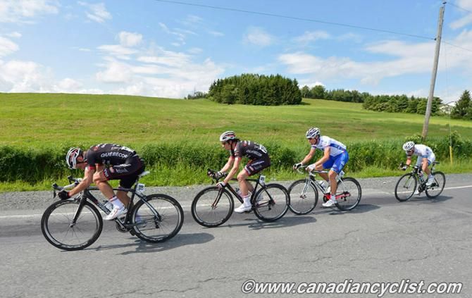 The final four chasers Michael Woods (Garneau-Quebecor), Bruno Langlois (Garneau-Quebecor), Dominique Rollin (FDJ) and Francois Parisien (Team Argos-Shimano)