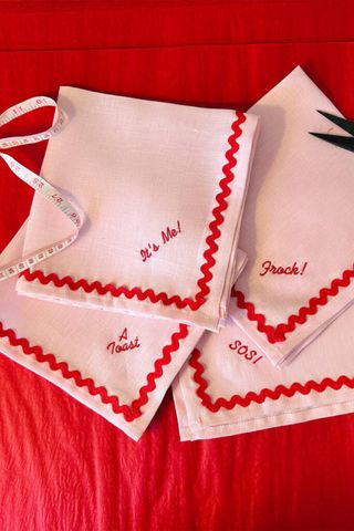 Not on the High Street Personalised Slogan Set Of Four Embroidered Napkins