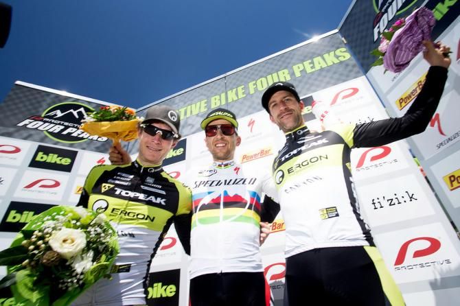 Christoph Sauser topped the overall men's pdoium ahead of Kristian Hynek and Alban Lakata