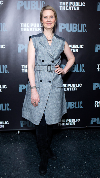 Cynthia Nixon attends 'Ain't No Mo' opening night at The Public Theater on March 27, 2019 in New York City