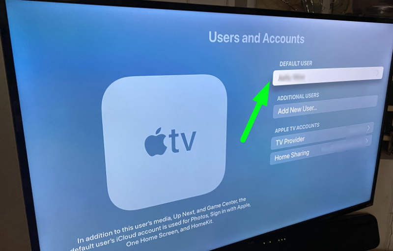 Экран пользователей и учетных записей Apple TV 4K