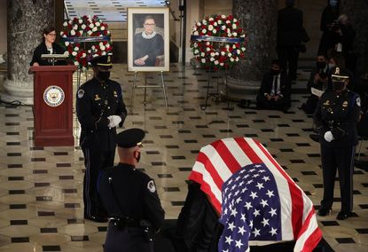 Ruth Bader Ginsburgs casket in the Capitol.