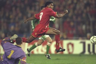 Luis Oliveira in action for Belgium in a World Cup qualifier against the Republic of Ireland in November 1997.