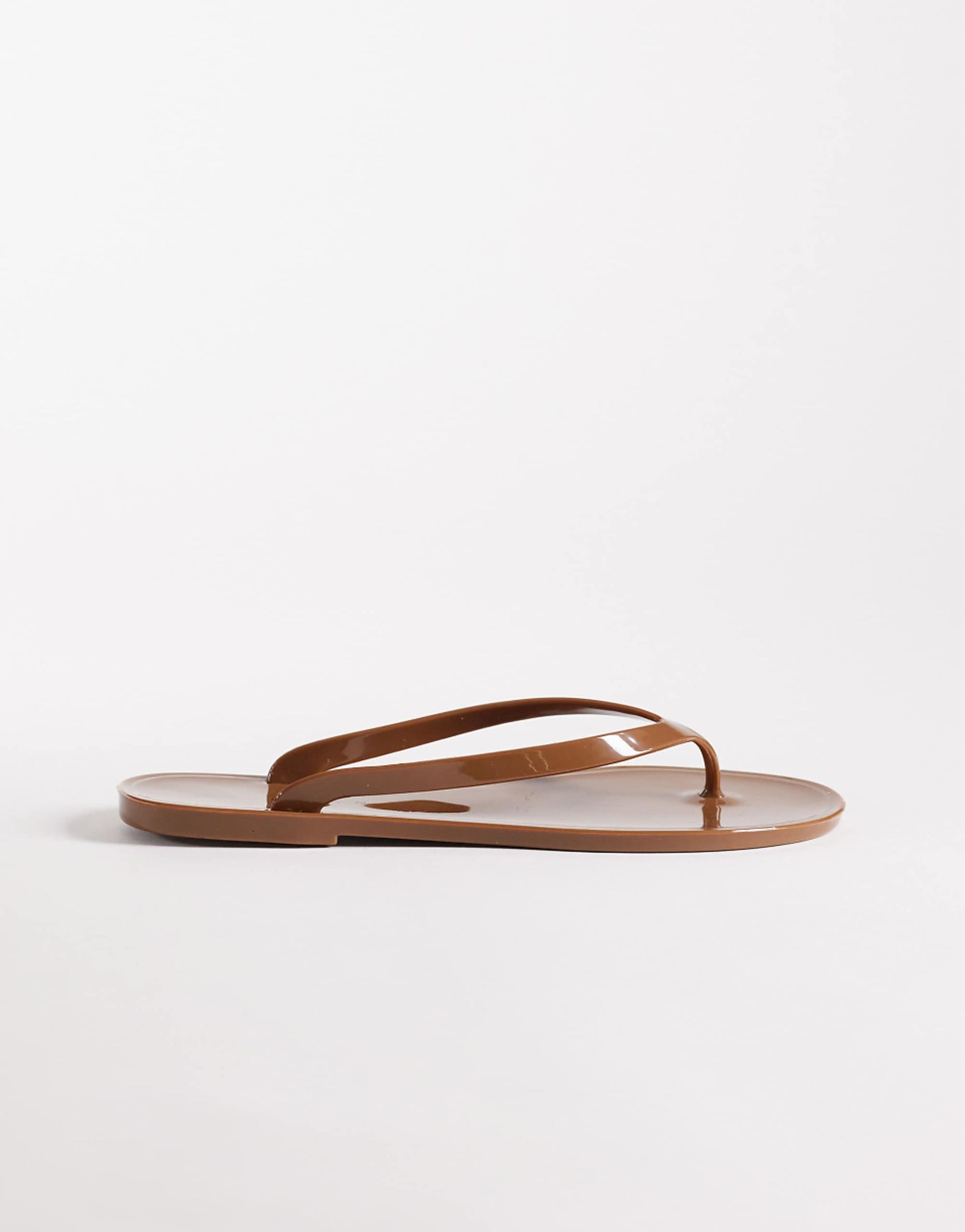 Asos Design Foxton Jelly Flip Flops in Chocolate