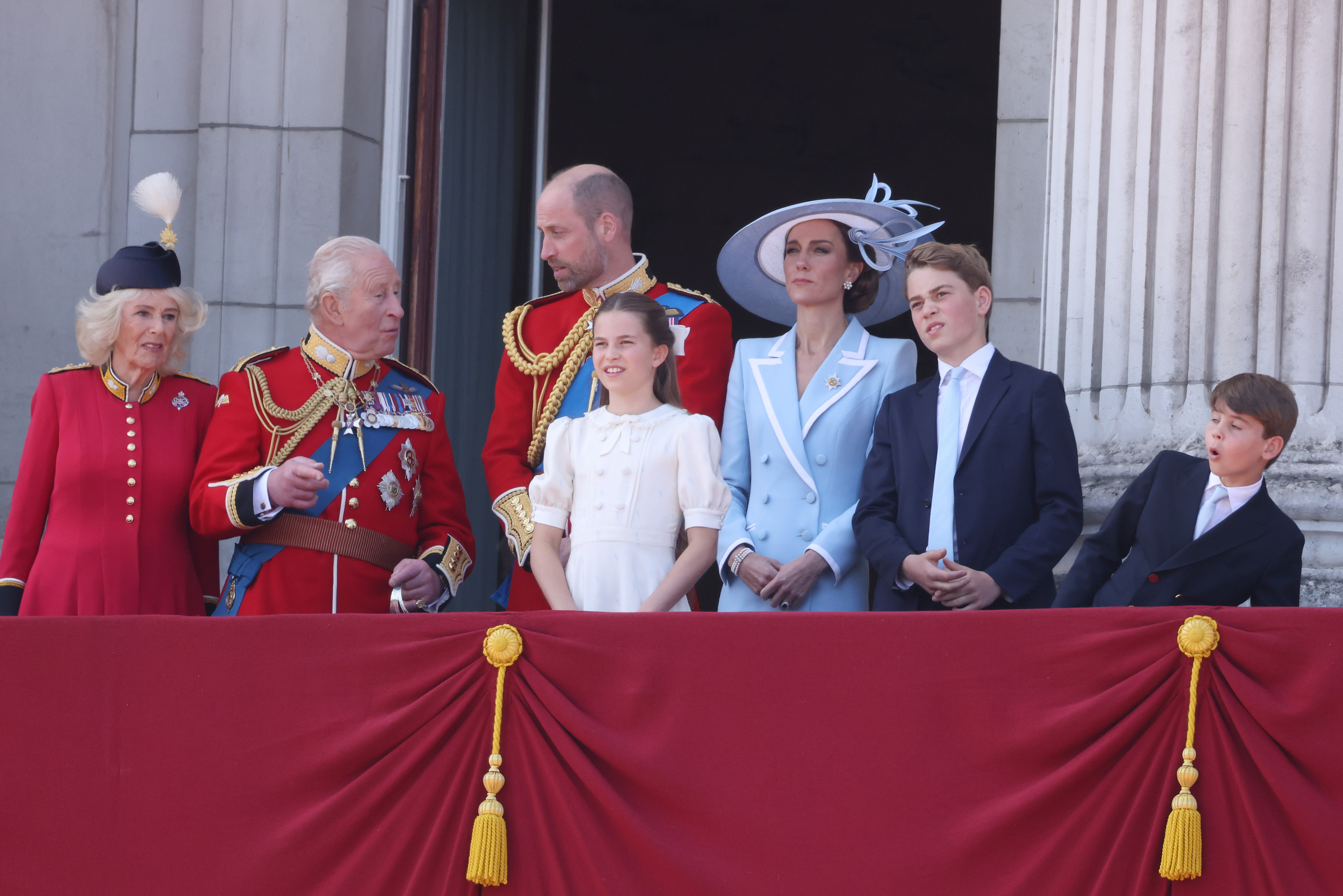 King Charles, Queen Camilla and the Wales family at Trooping the Colour 2026