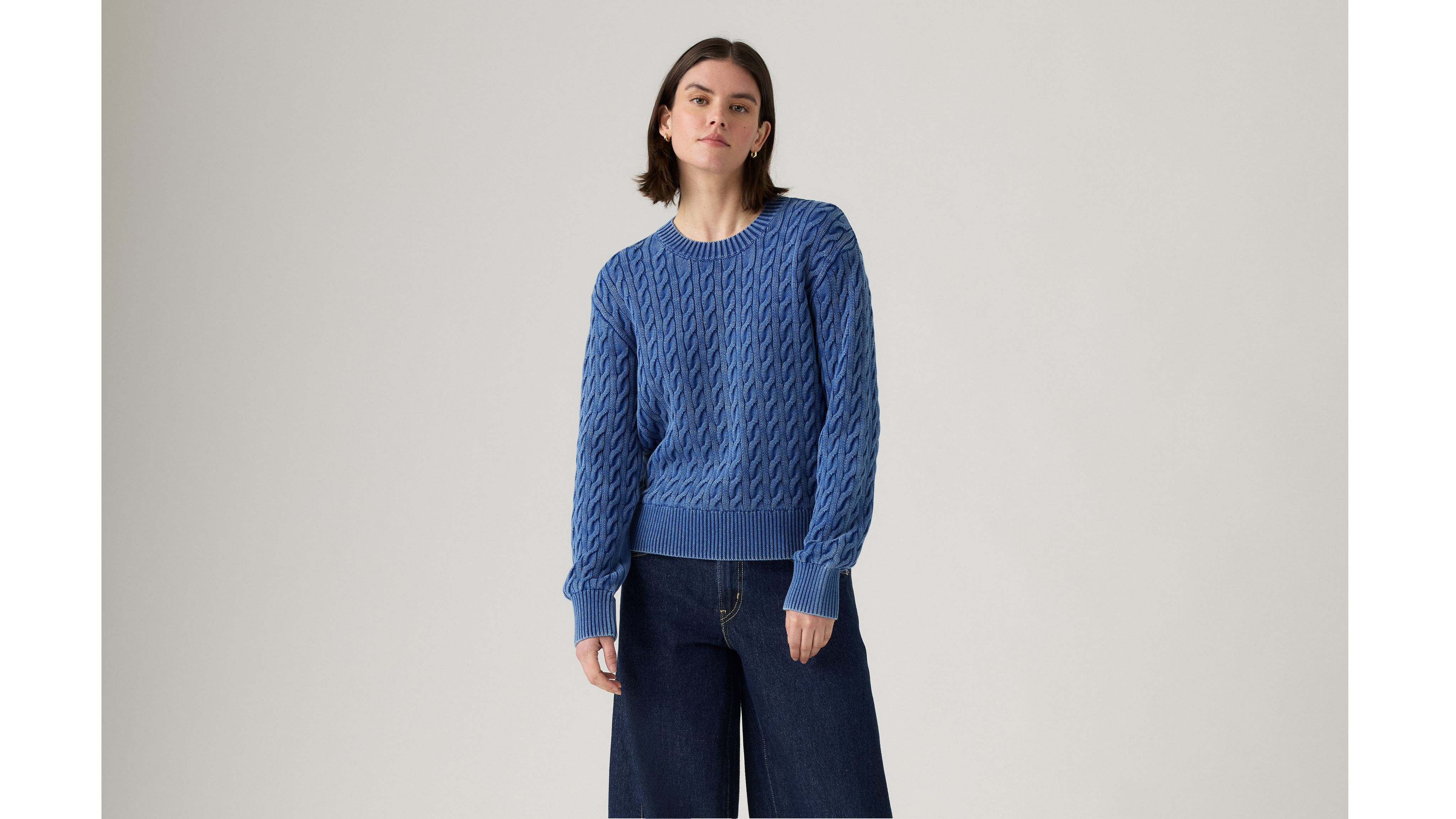 Boyfriend Cable Crewneck Pullover