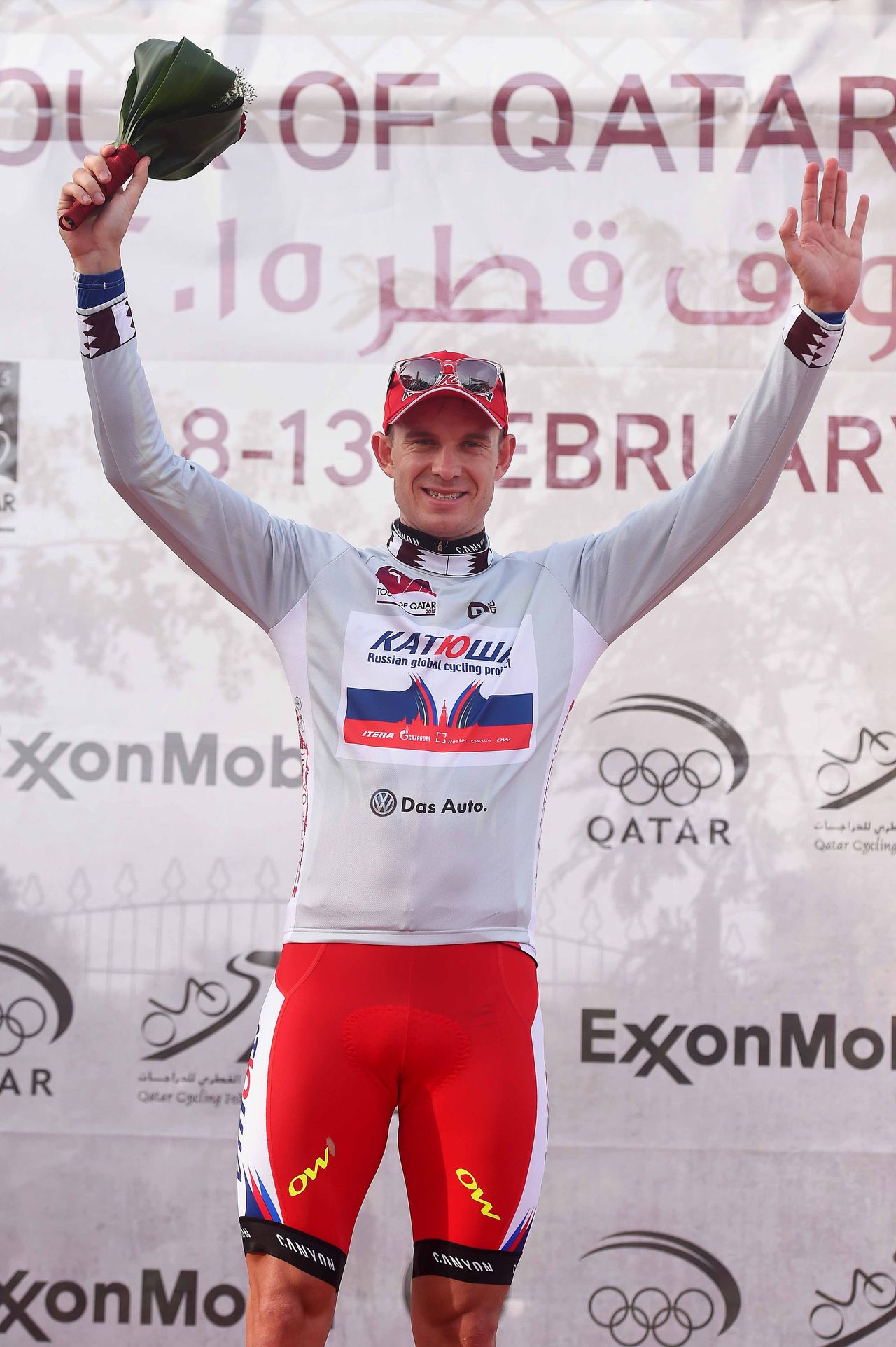 Alexander Kristoff (Katusha) on the podium in the sprinter's jersey