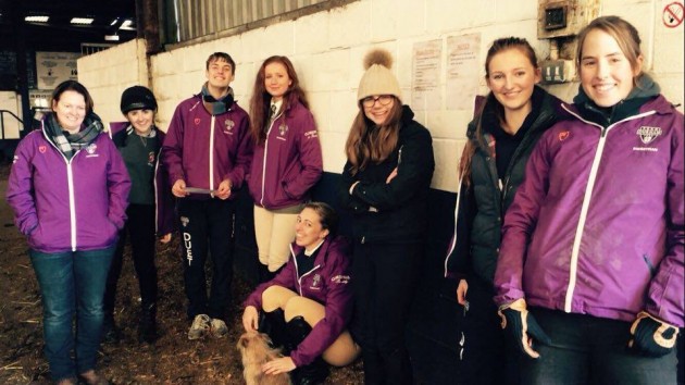 On competition day: l-r Paula Allen, Maddie Rushforth, Rollo Uloth, Alana Sparrow, Becky Graves, Lucy Stokoe, Isabelle O'Bryen, Rosalie Speekaert