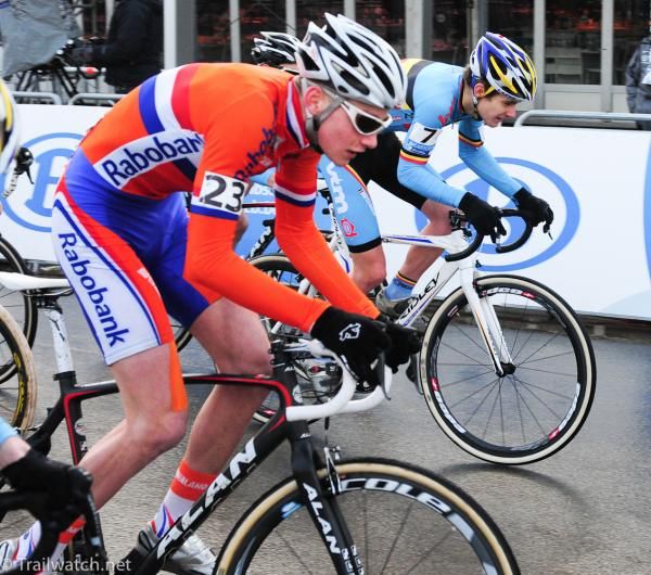Mathieu Van Der Poel (Netherlands) found himself chasing from the green light