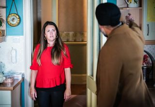 Stacey Slater is confronted by Kheerat Panesar in EastEnders