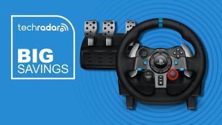 Best PS5 racing wheel deals header image.