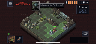 Screenshot of a battle in Into the Breach for iOS.