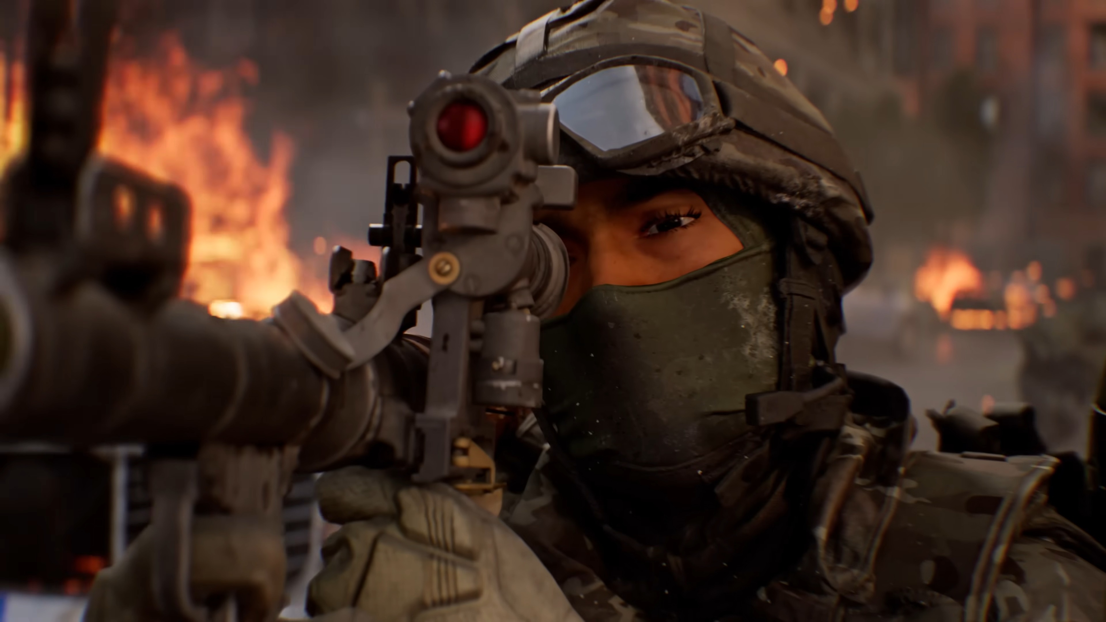 Woman using an RPG