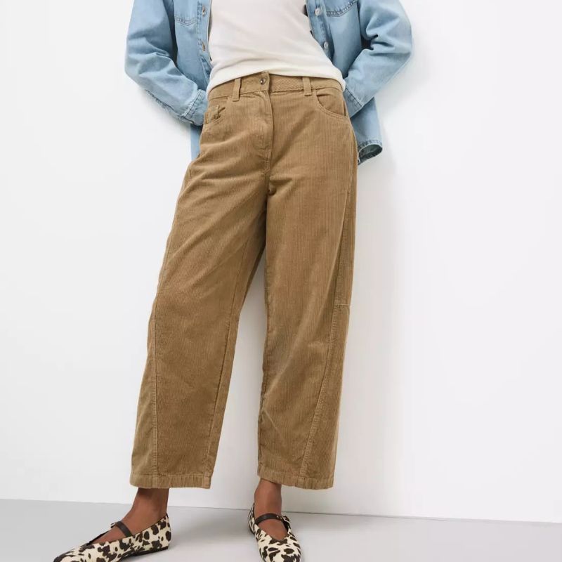 TU Clothing, Stone Corduroy Relaxed Barrel Leg Trousers