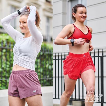 Senior Health Editor Ally Head testing some of the best running shorts for women