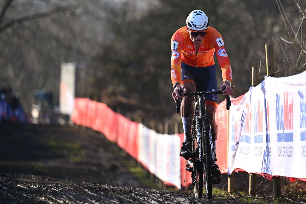 LIEVIN FRANCE FEBRUARY 02 Mathieu Van Der Poel of Netherlands competes during the 76th UCI CycloCross World Championships 2025 Mens Elite on February 02 2025 in Lievin France Photo by Luc ClaessenGetty Images