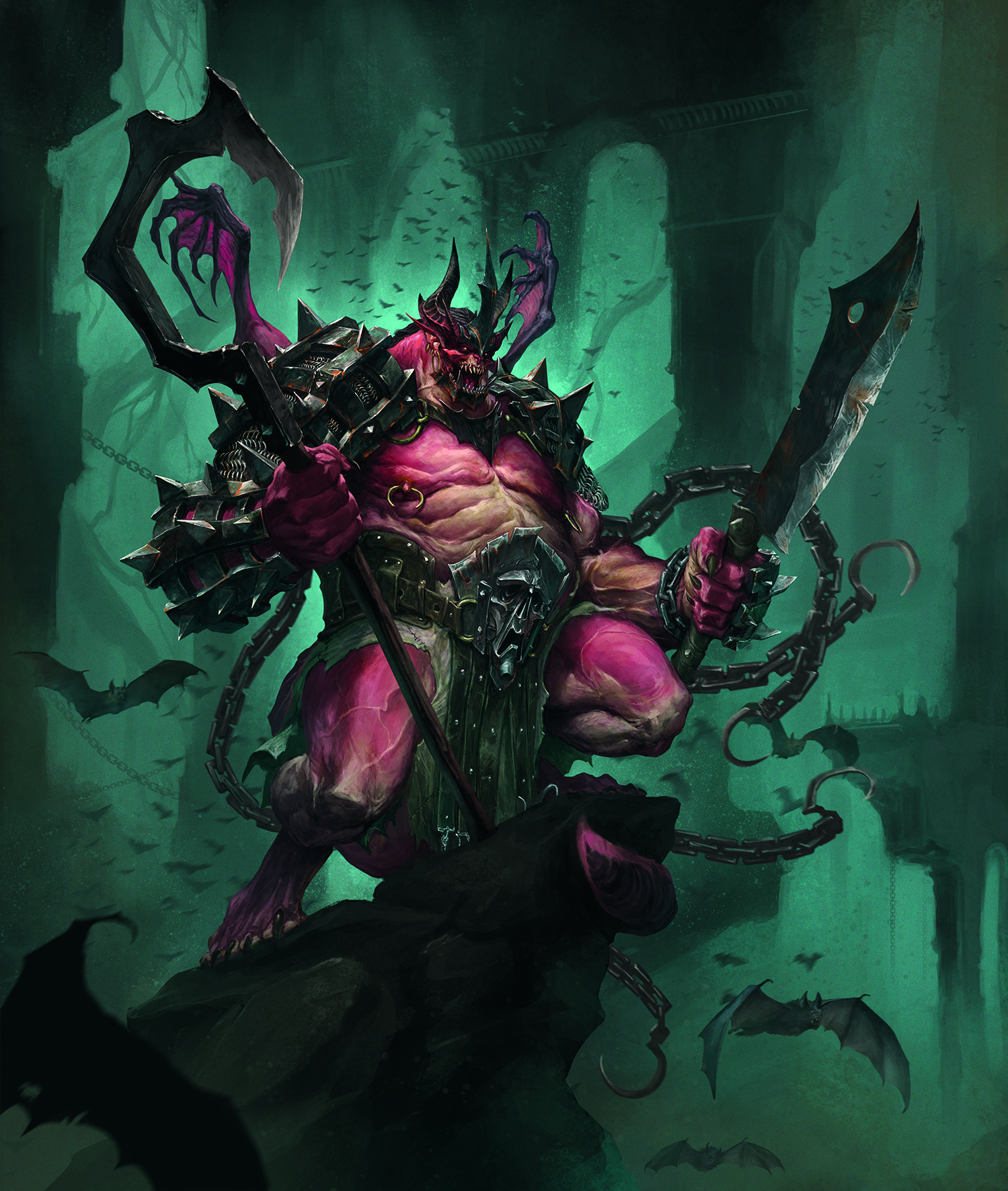 Digital art showing an armoured demon