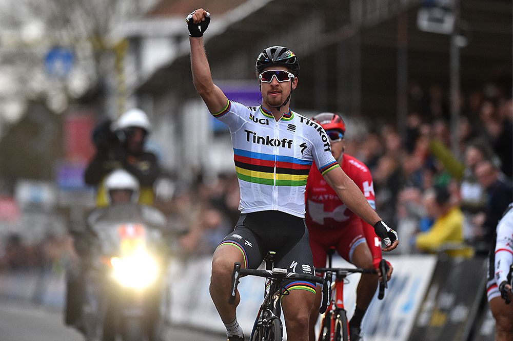 Peter Sagan (Tinkoff) sprints for the win at Gent-Wevelgem