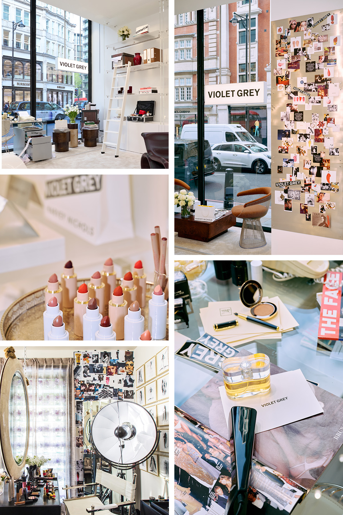 Photos of the interiors at Violet Grey stores in New York and London