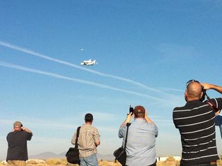 Spectators at Endeavour's Takeoff from Edwards