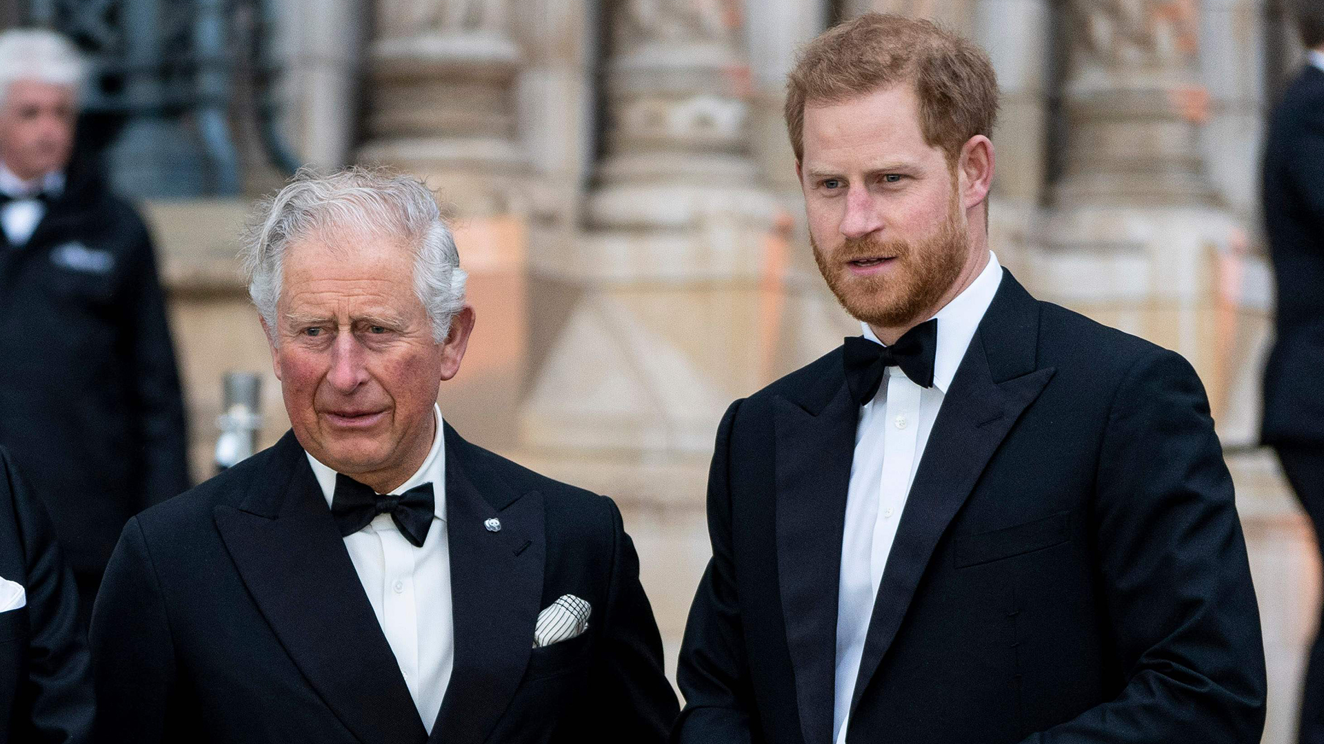 (L-R) Britain&#039;s Prince William, Duke of Cambridge, British naturalist, documentary maker and broadcaster David Attenborough, Britain&#039;s Prince Charles, Prince of Wales and Britain&#039;s Prince Harry, Duke of Sussex, pose upon arrival for the Global Premiere of &quot;Our Planet&quot; in London on April 4, 2019. (Photo by Niklas HALLE&#039;N / AFP) (Photo credit should read NIKLAS HALLE&#039;N/AFP via Getty Images)