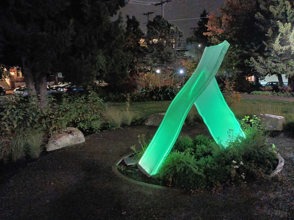 OnePlus Nord N300 5G camera sample, , glowing park installation shot using Night Mode