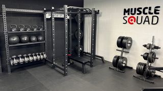 MuscleSquad Phase 3 Full Power Rack in a gym